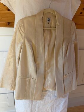 Anne Klein Shimmery Ivory Open-Front Blazer